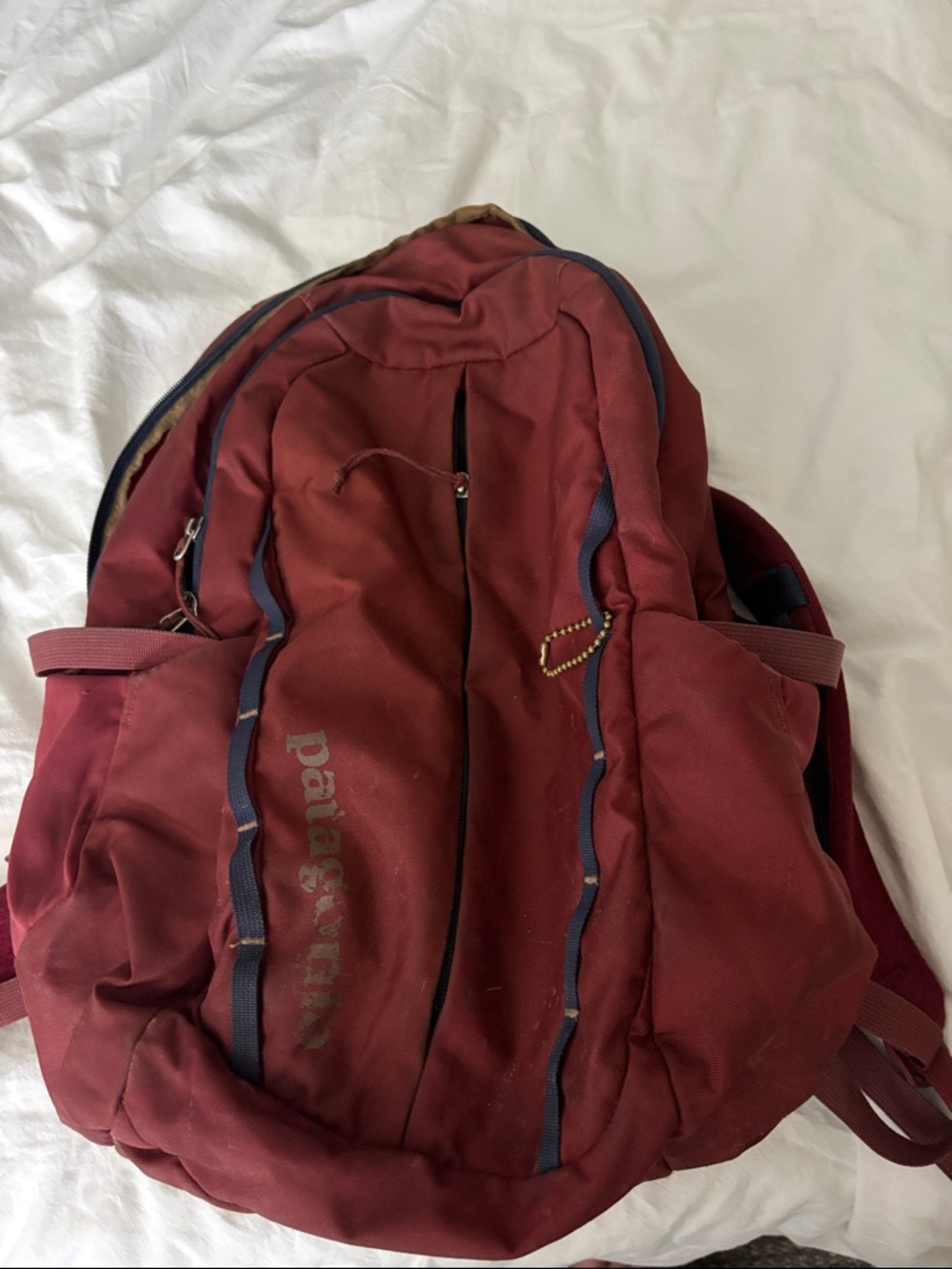 Patagonia Maroon Backpack with Navy Trim